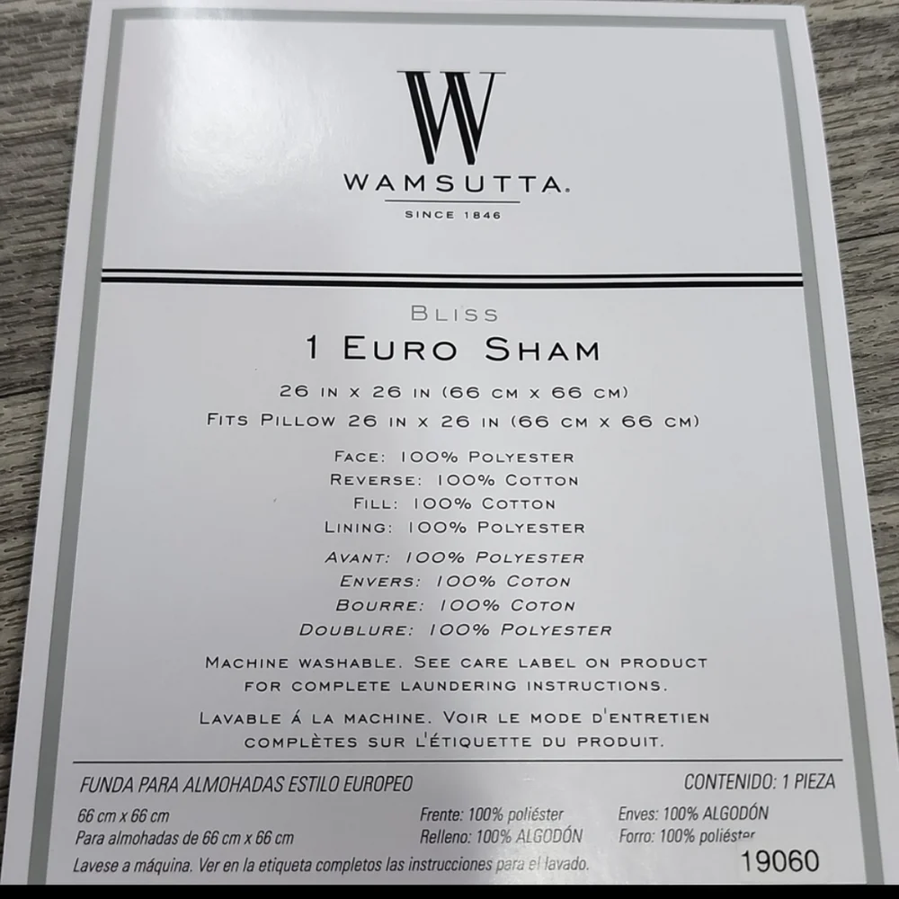 Wamsutta Bliss Euro Sham Set of 2 NWT